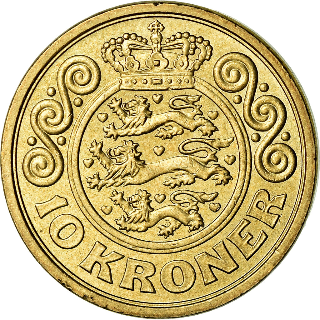 Moneda, Dinamarca, Margrethe II, 10 Kroner, 1998, Copenhagen, EBC, Aluminio -