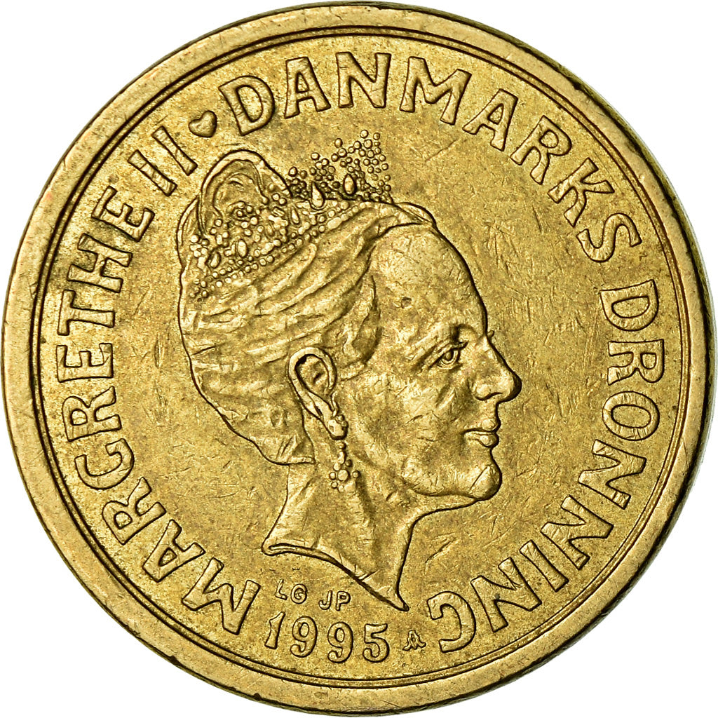 Moneta, Dania, Margrethe II, 10 Kroner, 1995, Copenhagen, VF(30-35)