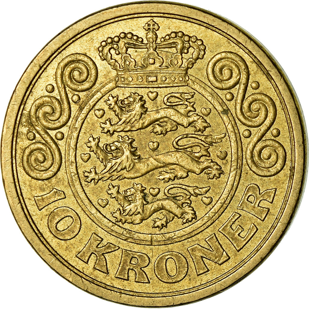 Moneta, Dania, Margrethe II, 10 Kroner, 1995, Copenhagen, VF(30-35)