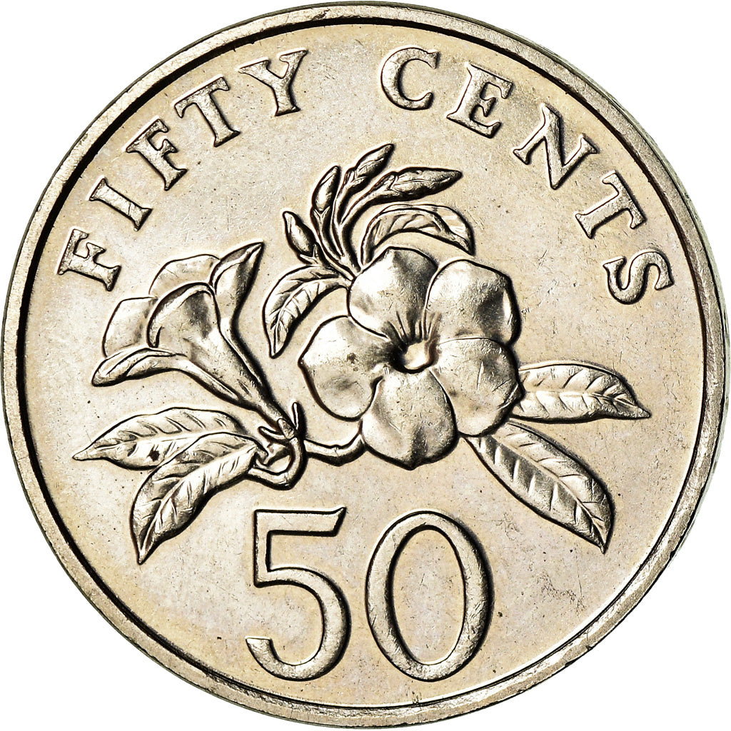 Moneta, Singapur, 50 Cents, 2005, Singapore Mint, MS(60-62), Miedź-Nikiel