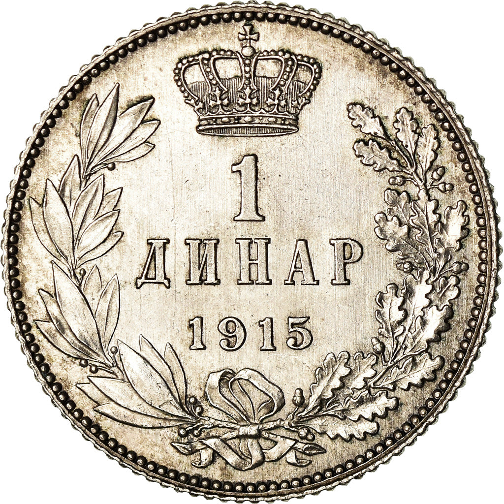Coin, Serbia, Peter I, Dinar, 1915, Paris, MS(63), Silver, KM:25.3