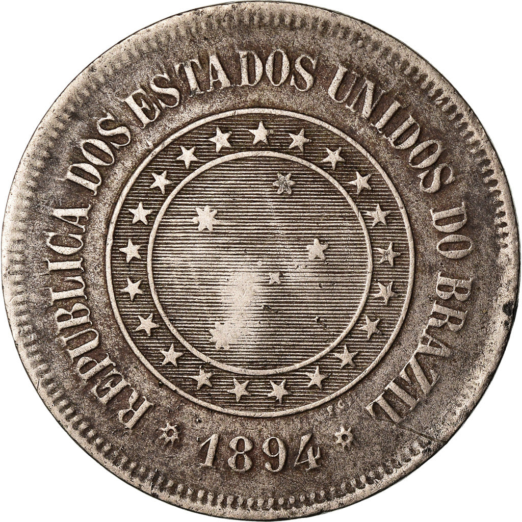 Coin, Brazil, 100 Reis, 1894, VF(30-35), Copper-nickel, KM:492