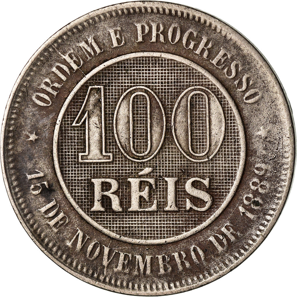 Coin, Brazil, 100 Reis, 1894, VF(30-35), Copper-nickel, KM:492