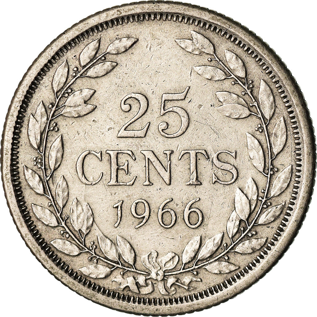 Coin, Liberia, 25 Cents, 1966, AU(55-58), Copper-nickel, KM:16a.1