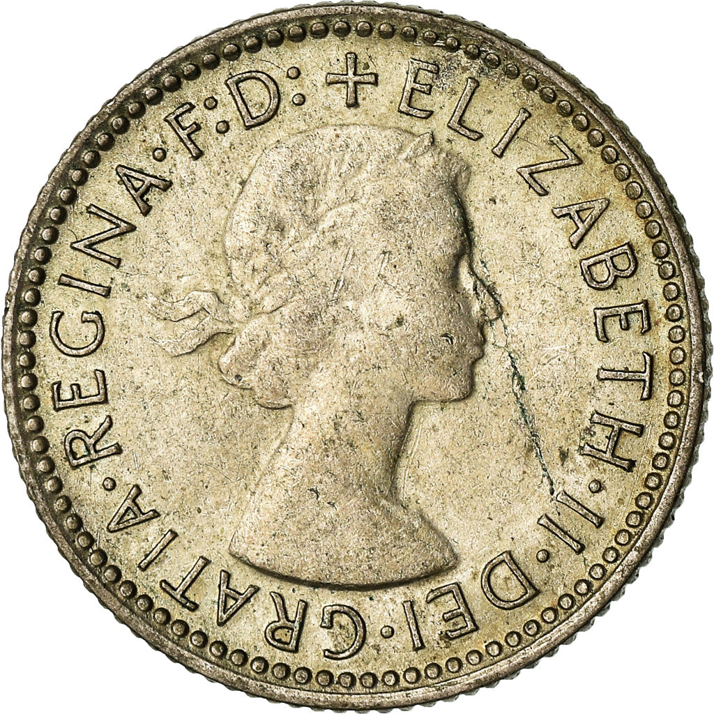 Münze, Australien, Elizabeth II, Sixpence, 1955, Melbourne, S+, Silber, KM:58