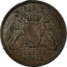 Coin, German States, BADEN, Friedrich I, 1/2 Kreuzer, 1865, EF(40-45), Copper