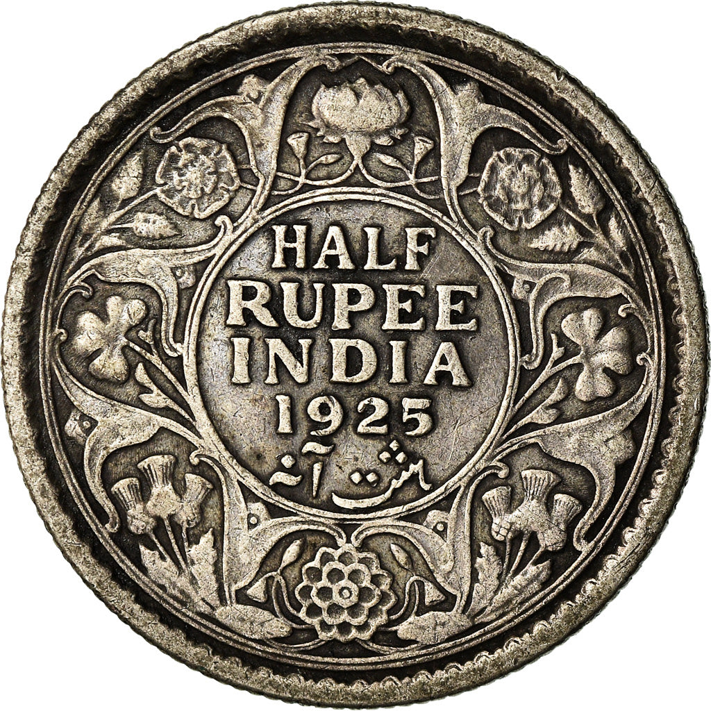 Coin, INDIA-BRITISH, George V, 1/2 Rupee, 1925, VF(30-35), Silver, KM:522