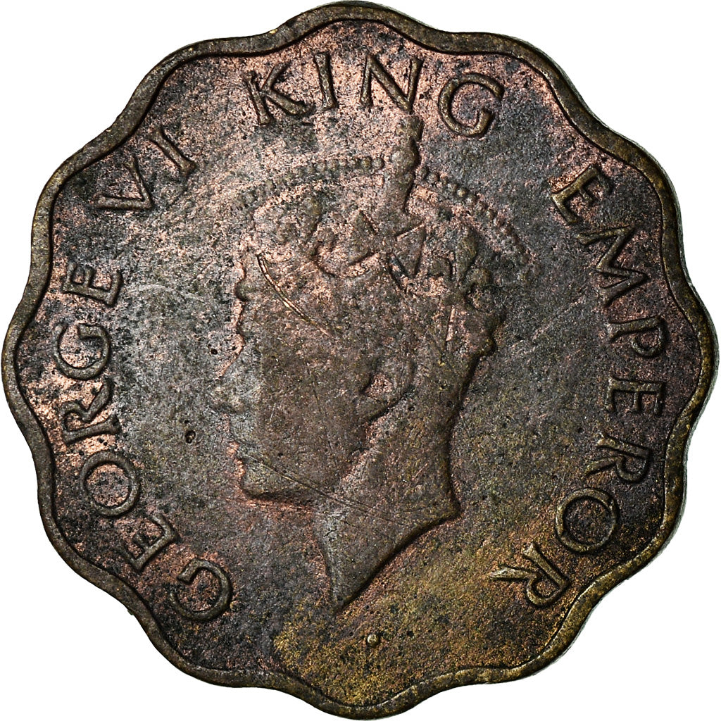 Coin, INDIA-BRITISH, George VI, Anna, 1943, VF(30-35), Nickel-brass, KM:537a