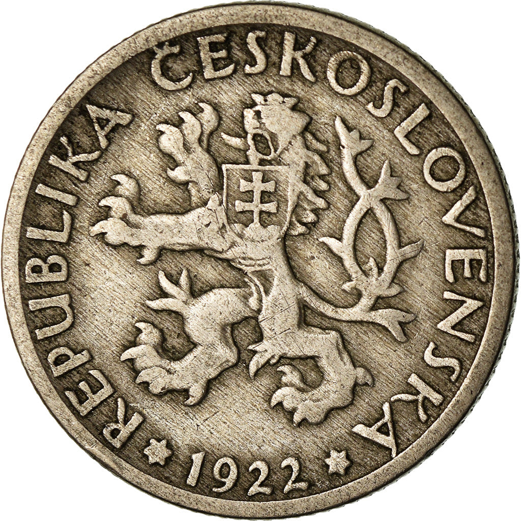 Coin, Czechoslovakia, Koruna, 1922, VF(30-35), Copper-nickel, KM:4