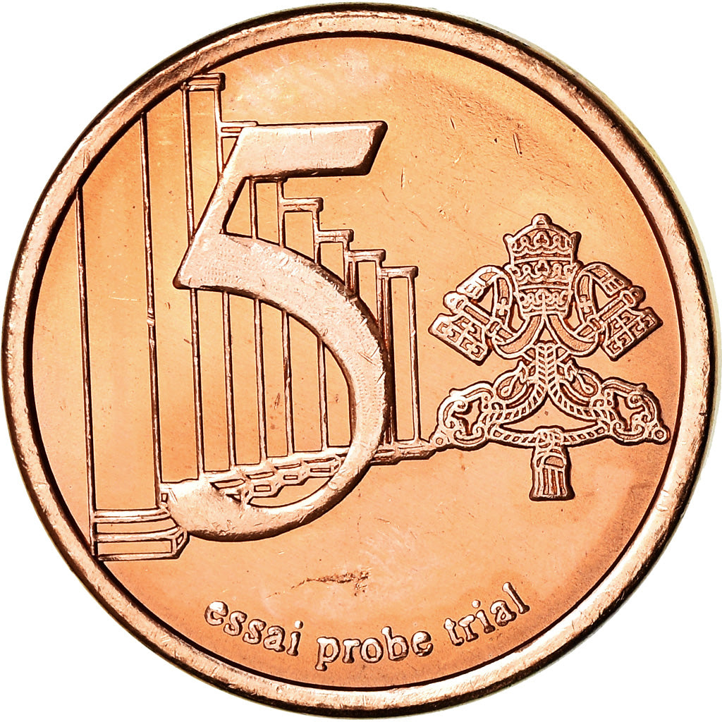 Vatican, 5 Euro Cent, 2005, unofficial private coin, MS(65-70), Copper Plated