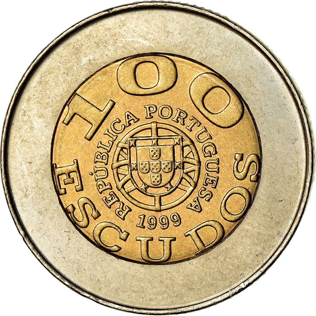 Moneta, Portugal, 100 Escudos, 1999, Lisbon, AU(55-58), Bimetaliczny, KM:722.1