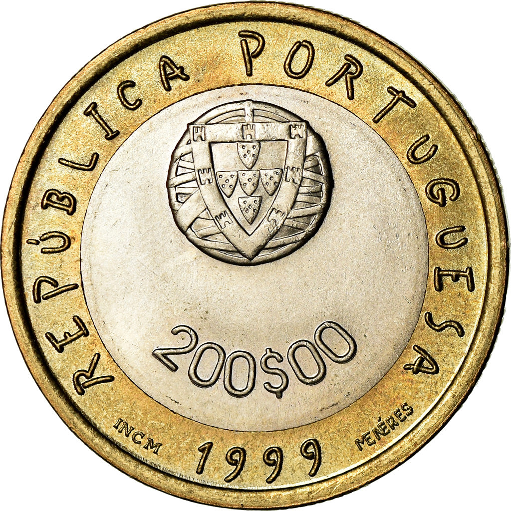 Münze, Portugal, 200 Escudos, 1999, Lisbon, S+, Bi-Metallic, KM:720