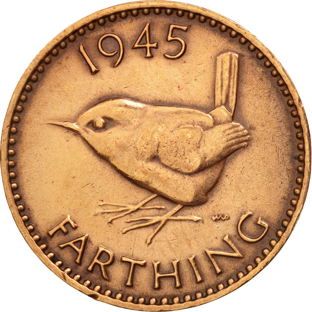 Great Britain, George VI, Farthing, 1945, EF(40-45), Bronze, KM:843