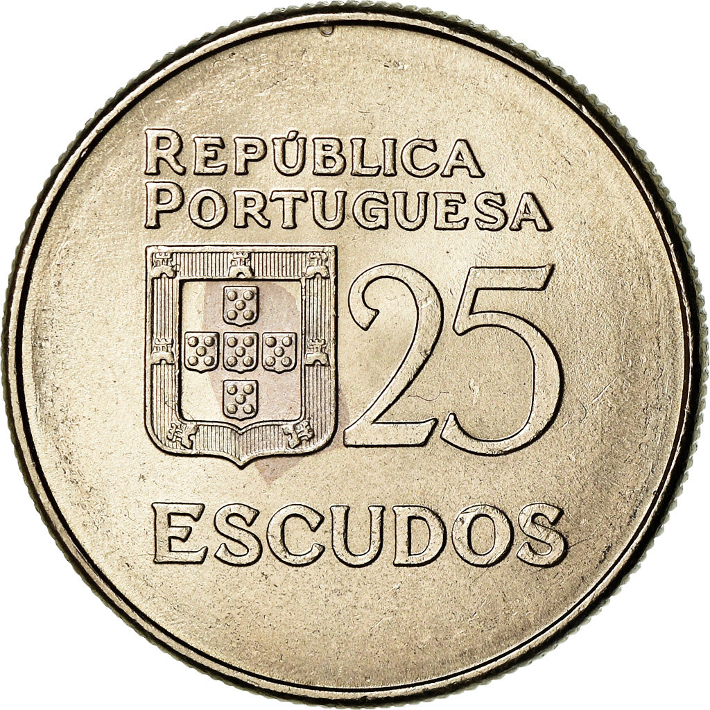 Coin, Portugal, 25 Escudos, 1977, MS(63), Copper-nickel, KM:607