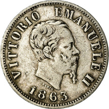 Coin, Italy, Vittorio Emanuele II, 50 Centesimi, 1863, Milan, VF(30-35), Silver