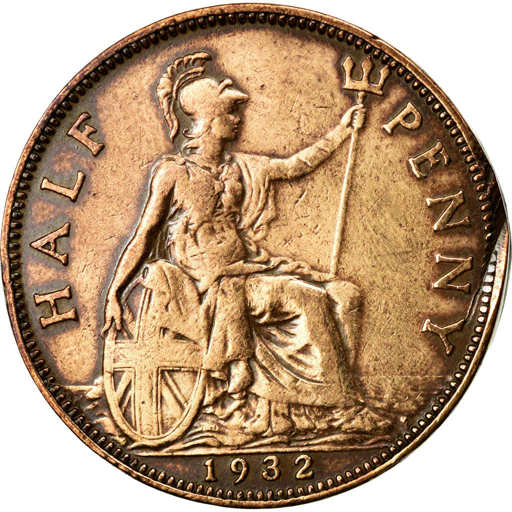 Coin, Great Britain, George V, 1/2 Penny, 1932, EF(40-45), Bronze, KM:837