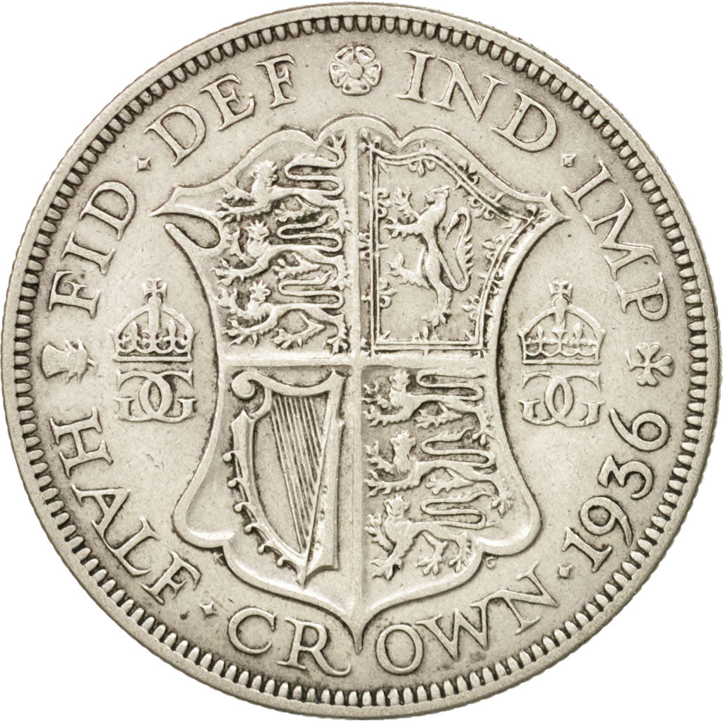 Great Britain, George V, 1/2 Crown, 1936, EF(40-45), Silver, KM:835