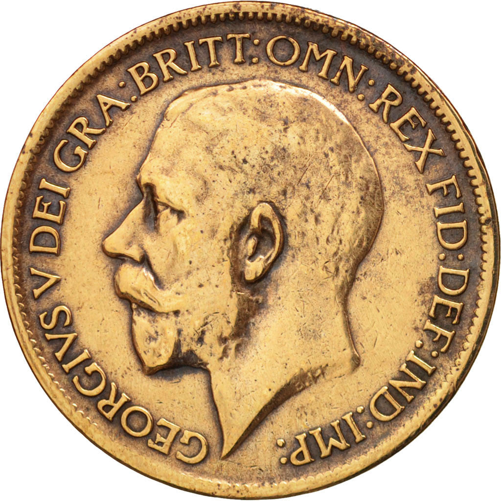 Great Britain, George V, 1/2 Penny, 1917, EF(40-45), Bronze, KM:809