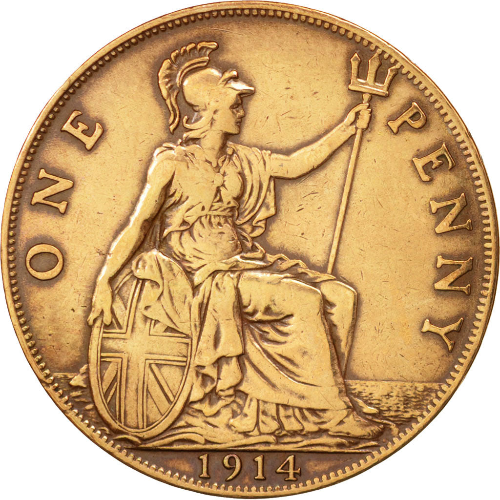 Great Britain, George V, Penny, 1914, EF(40-45), Bronze, KM:810