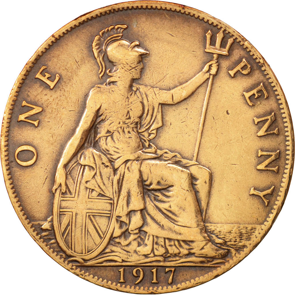 Great Britain, George V, Penny, 1917, EF(40-45), Bronze, KM:810