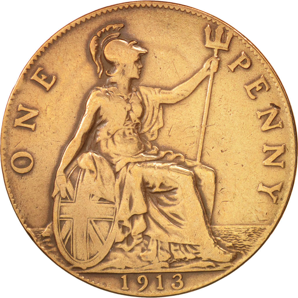 Great Britain, George V, Penny, 1913, EF(40-45), Bronze, KM:810