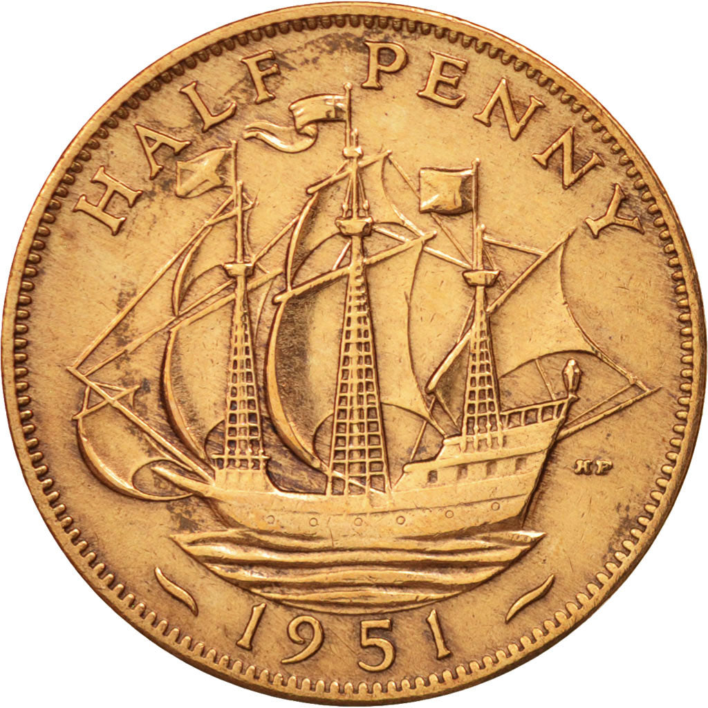 Coin, Great Britain, George VI, 1/2 Penny, 1951, EF(40-45), Bronze, KM:868