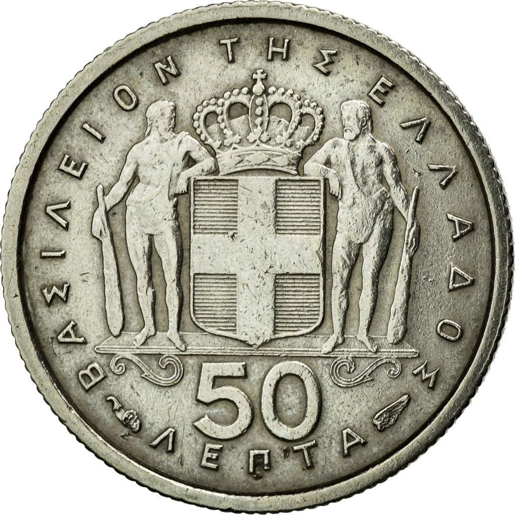 Coin, Greece, Paul I, 50 Lepta, 1954, AU(50-53), Copper-nickel, KM:80