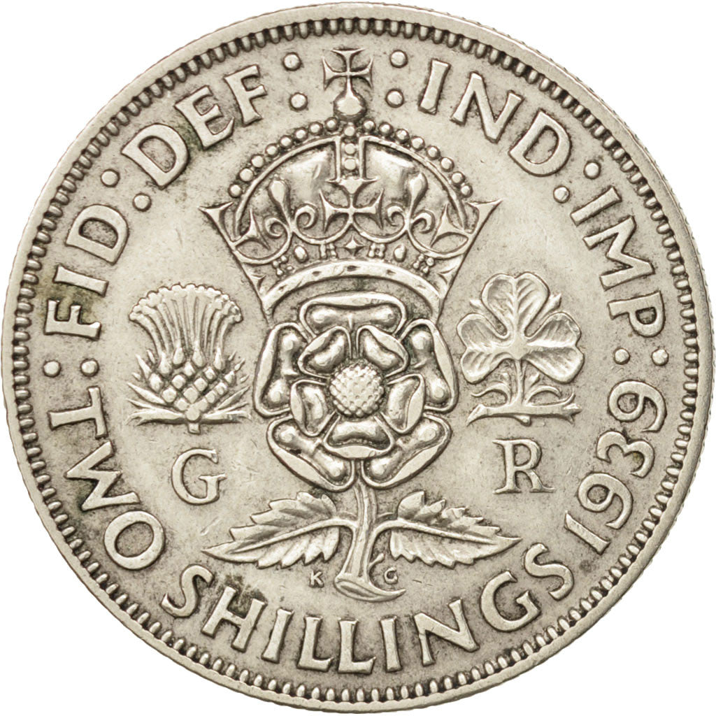 Great Britain, George VI, Florin, Two Shillings, 1939, AU(50-53), Silver, KM:855