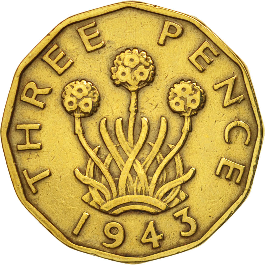 Great Britain, George VI, 3 Pence, 1943, EF(40-45), Nickel-brass, KM:849