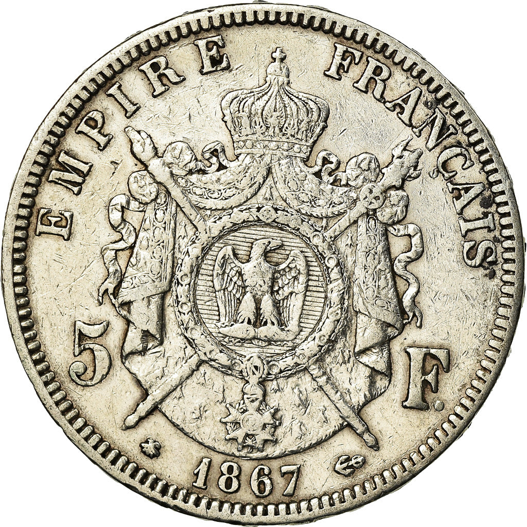 Münze, Frankreich, Napoleon III, Napoléon III, 5 Francs, 1867, Paris, S+