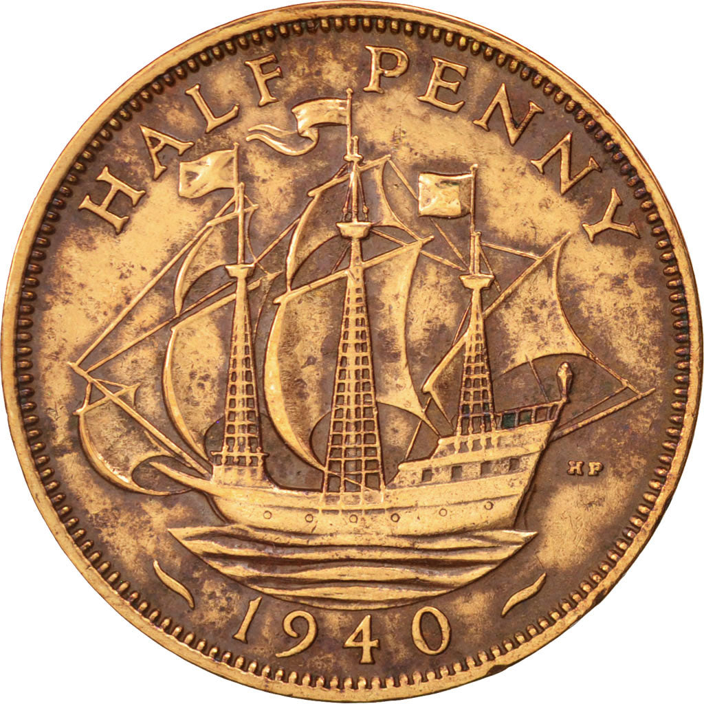 Great Britain, George VI, 1/2 Penny, 1940, EF(40-45), Bronze, KM:844