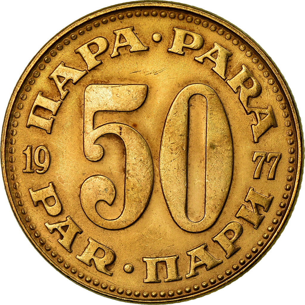 Coin, Yugoslavia, 50 Para, 1977, AU(55-58), Brass, KM:46.1