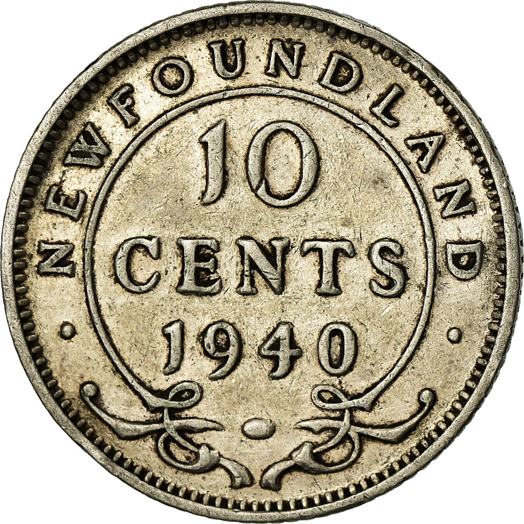 Moneta, Terranova, 10 Cents, 1940, Royal Canadian Mint, Ottawa, BB, Argento