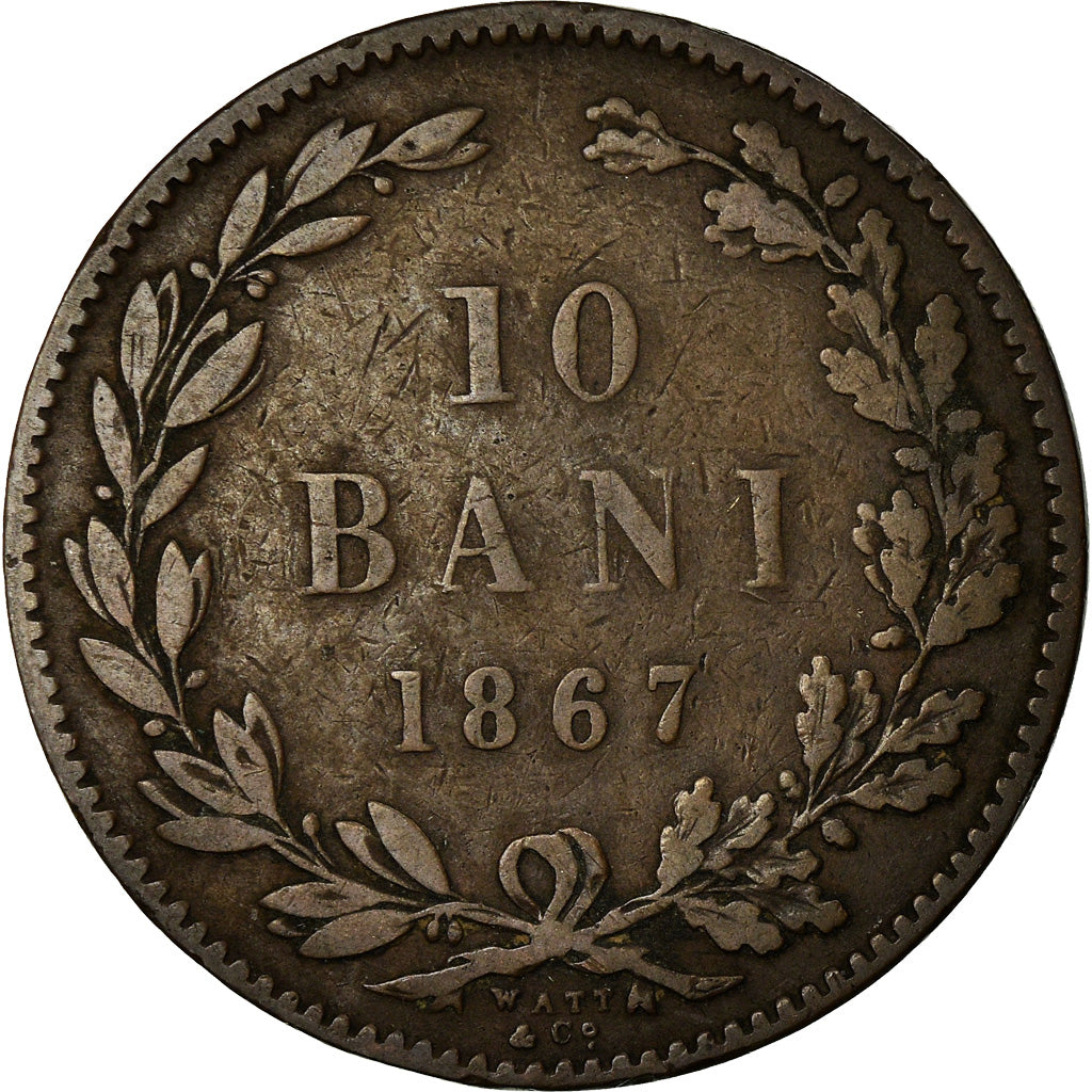 Coin, Romania, Carol I, 10 Bani, 1867, VF(30-35), Copper, KM:4.2