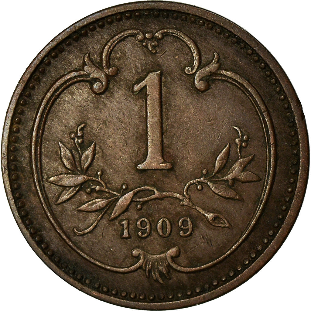Coin, Austria, Franz Joseph I, Heller, 1909, EF(40-45), Bronze, KM:2800