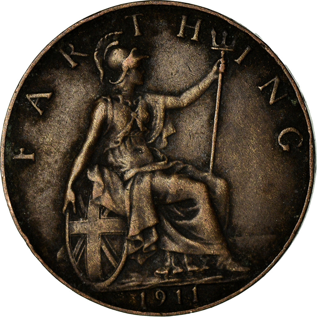 Coin, Great Britain, George V, Farthing, 1911, VF(30-35), Bronze, KM:808.1