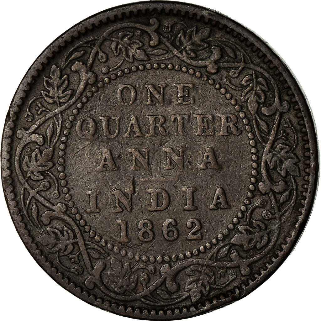 Monnaie, INDIA-BRITISH, Victoria, 1/4 Anna, 1862, TTB+, Cuivre, KM:467
