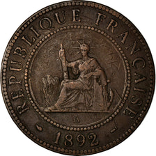 Münze, FRENCH INDO-CHINA, Cent, 1892, Paris, S+, Bronze, KM:1