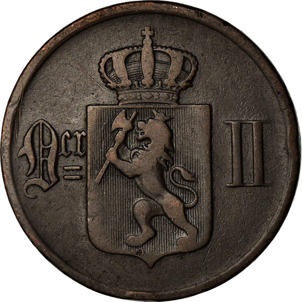 Moneda, Noruega, 5 Öre, 1875, BC+, Bronce, KM:349