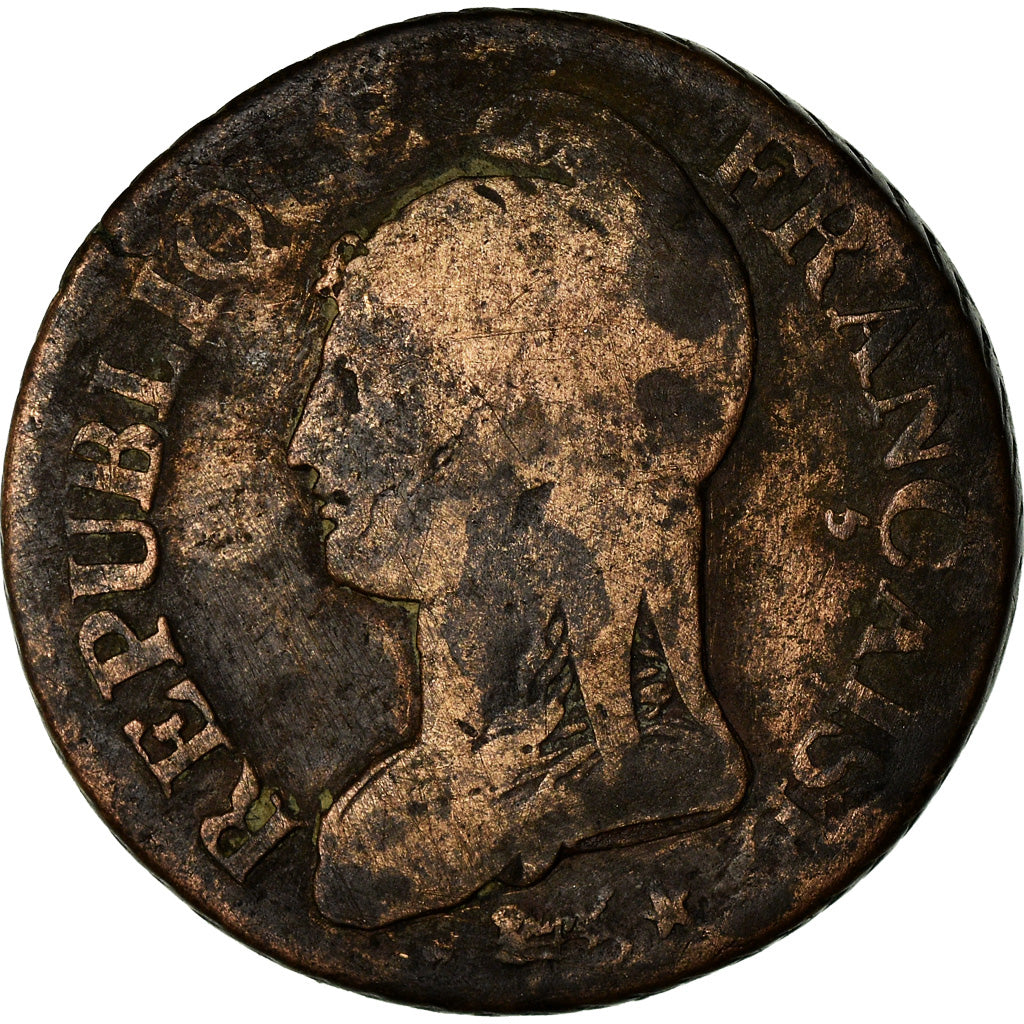 Munten, Frankrijk, Dupré, 5 Centimes, AN 8, Paris, ZG+, Bronze, KM:640.1