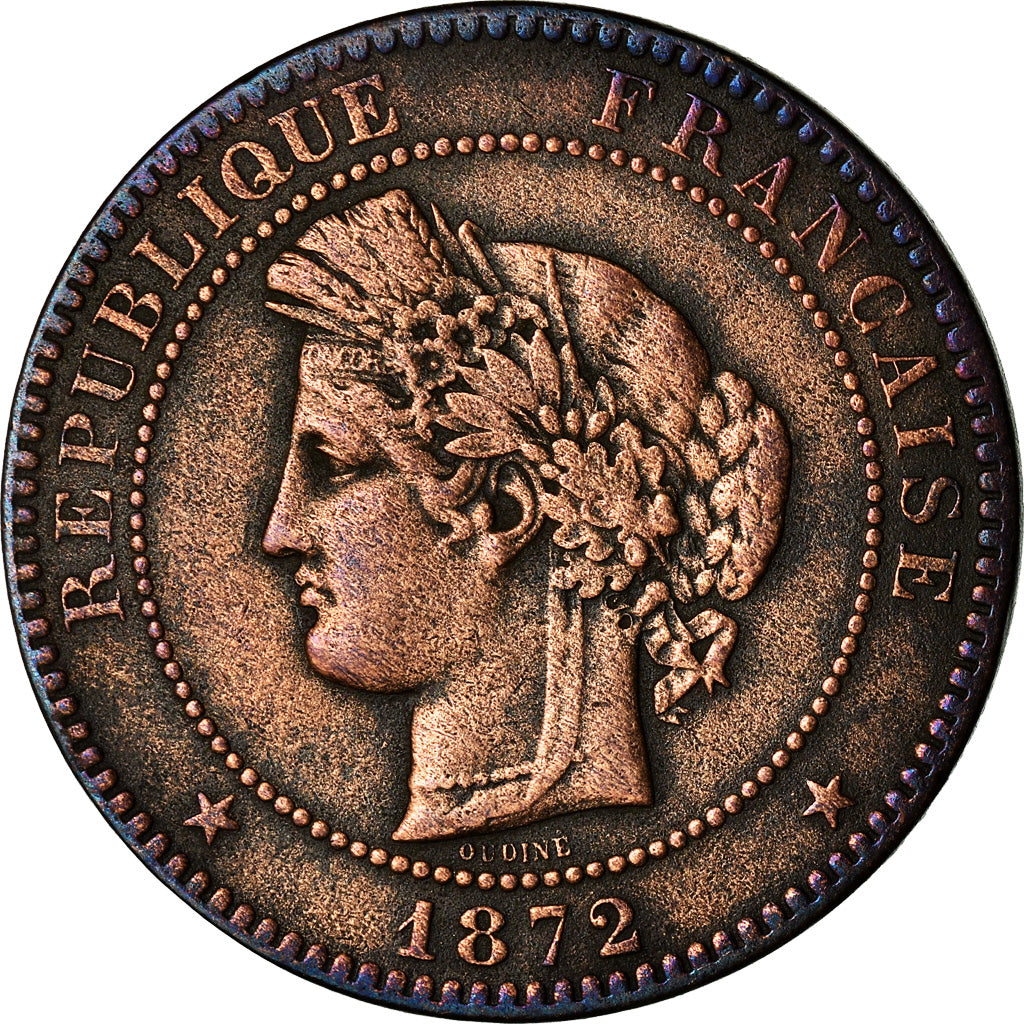 Coin, France, Cérès, 10 Centimes, 1872, Paris, VF(30-35), Bronze, KM:815.1