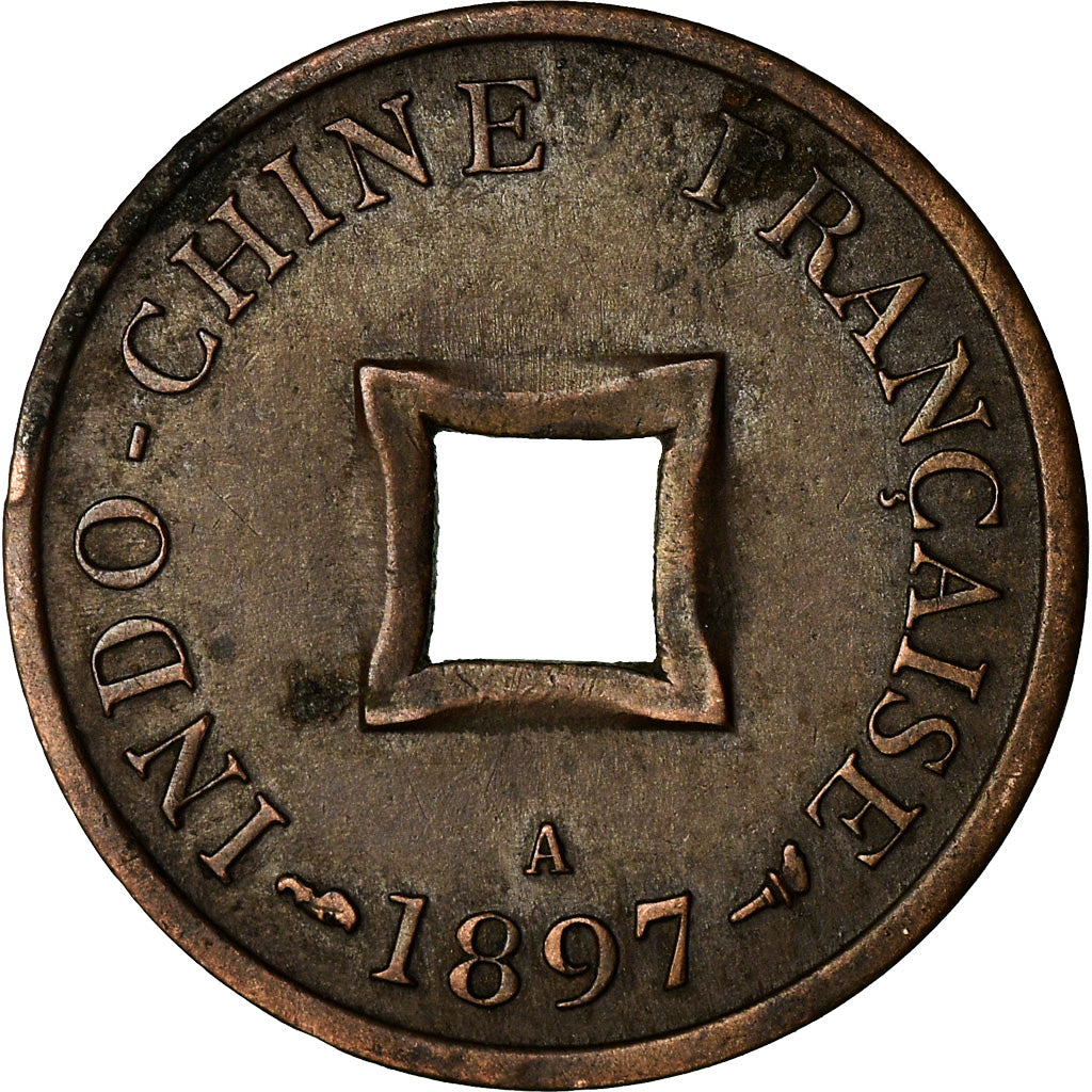 Coin, FRENCH INDO-CHINA, 2 Sapeque, 1897, Paris, EF(40-45), Bronze, KM:6
