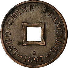 Coin, FRENCH INDO-CHINA, 2 Sapeque, 1897, Paris, EF(40-45), Bronze, KM:6