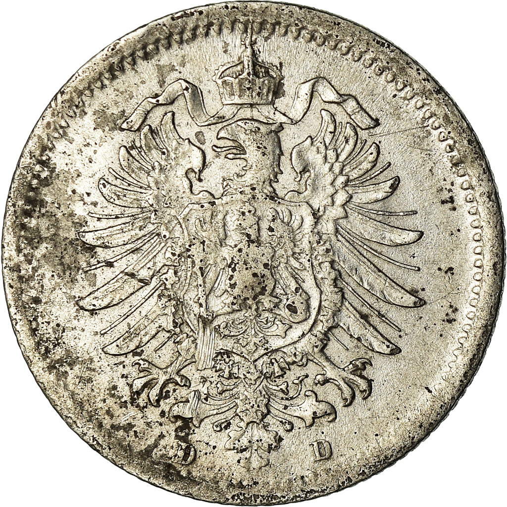 Coin, GERMANY - EMPIRE, Wilhelm I, 20 Pfennig, 1875, Munich, EF(40-45), Silver