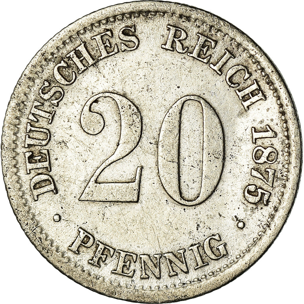 Coin, GERMANY - EMPIRE, Wilhelm I, 20 Pfennig, 1875, Munich, EF(40-45), Silver
