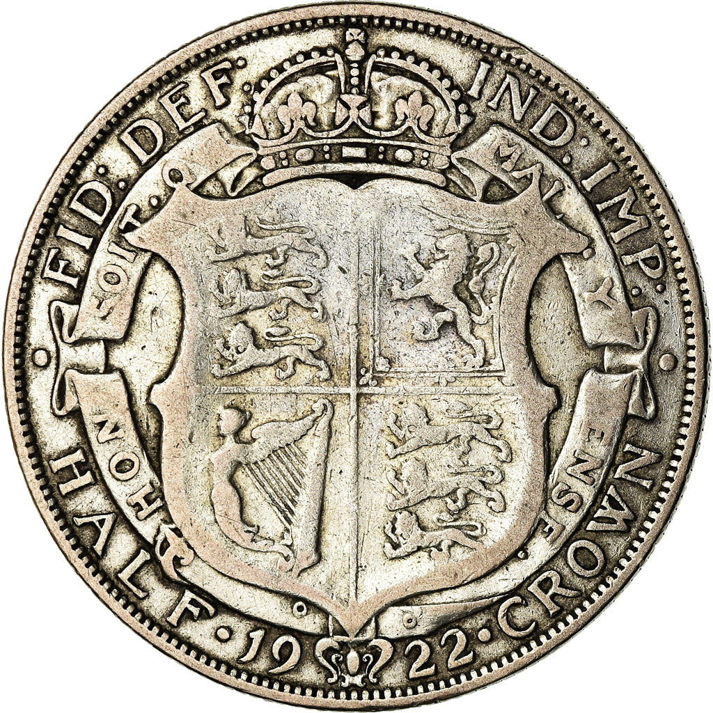 Coin, Great Britain, George V, 1/2 Crown, 1922, VF(30-35), Silver, KM:818.2