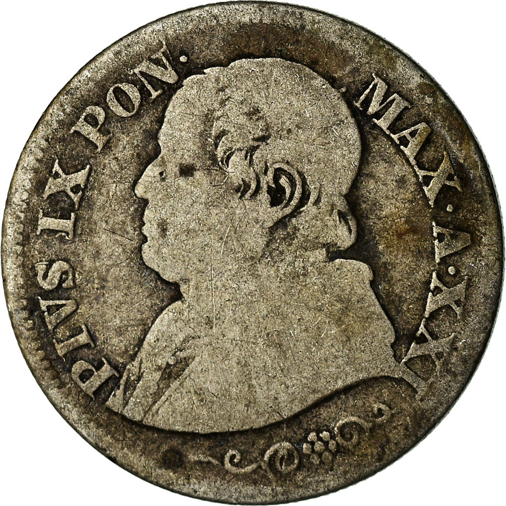 Moeda, ESTADOS ITALIANOS, PAPAL STATES, Pius IX, 10 Soldi, 50 Centesimi, 1866
