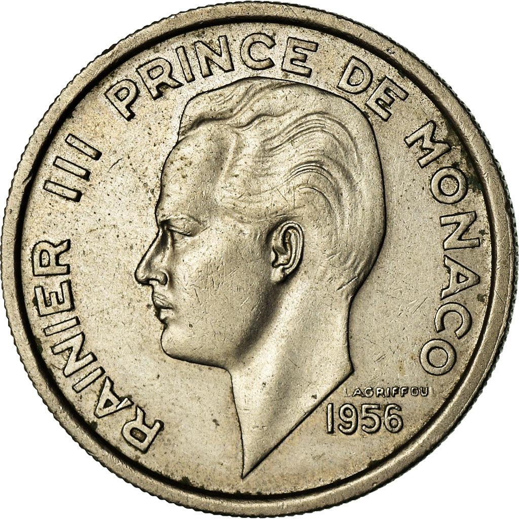 Moeda, Mónaco, Rainier III, 100 Francs, Cent, 1956, EF(40-45), Cobre-níquel