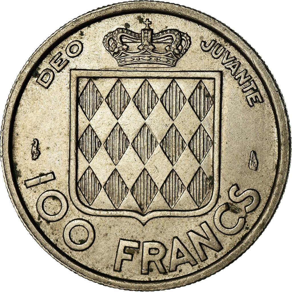 Moeda, Mónaco, Rainier III, 100 Francs, Cent, 1956, EF(40-45), Cobre-níquel