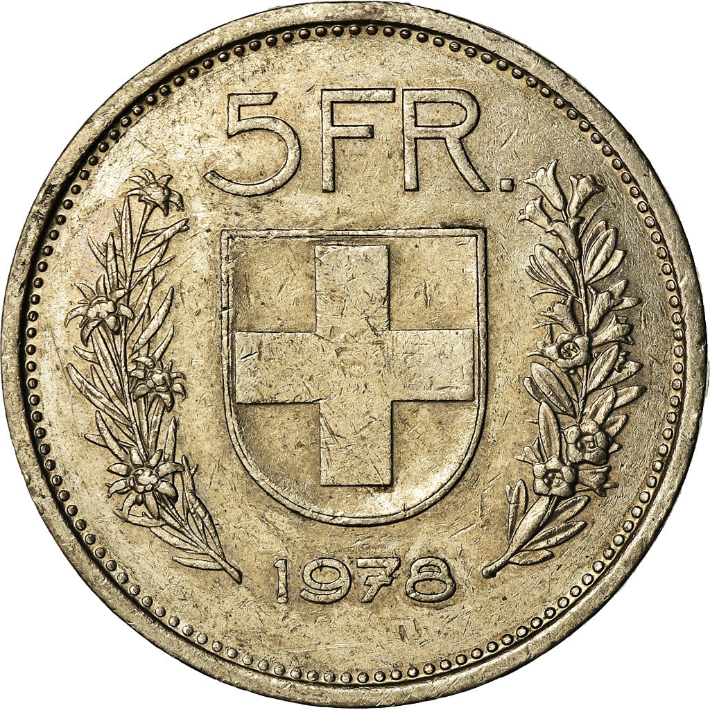 Coin, Switzerland, 5 Francs, 1978, Bern, EF(40-45), Copper-nickel, KM:40a.1